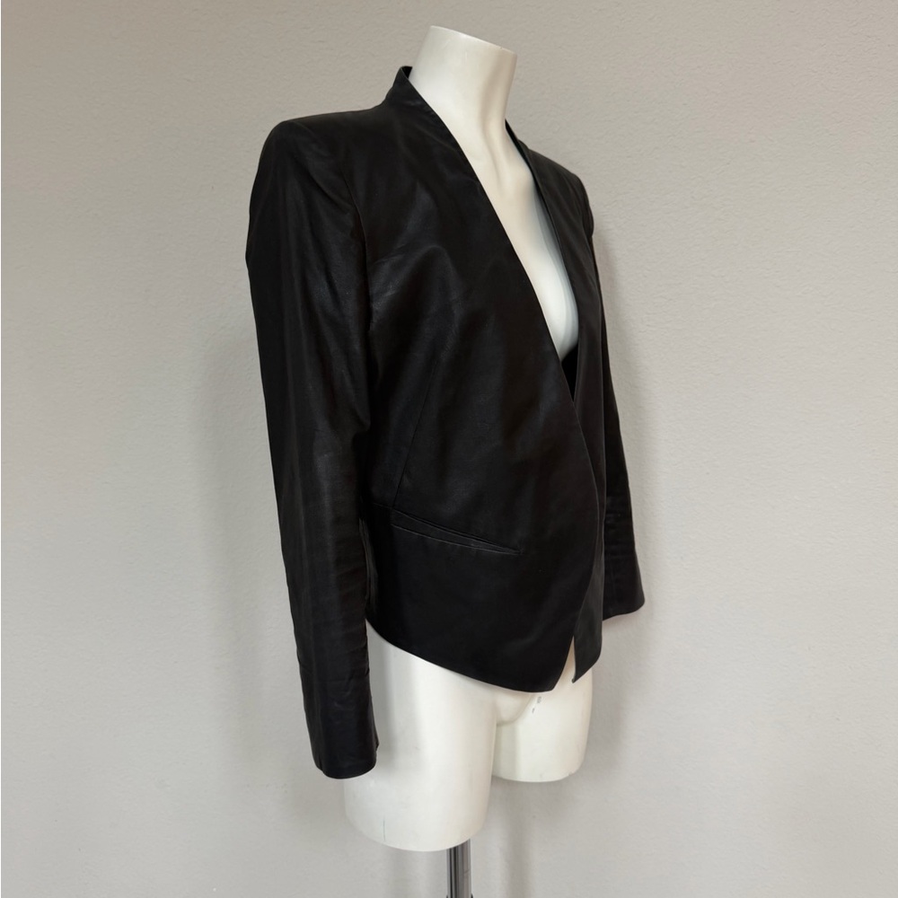 Helmut Lang Black Waxed Crop Back Jacket Size 8